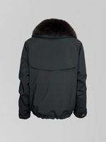 Куртка-парка однотонная на молнии с кулиской внизу и воротником из меха