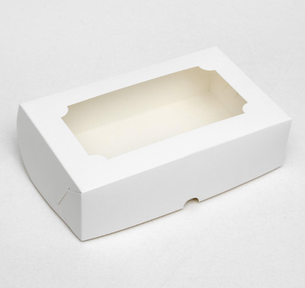 Коробка для зефира с окном белая 25*15*7 см 10 шт