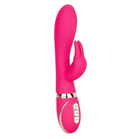 Розовый силиконовый вибратор 22,75см с клиторальным отростком California Exotic Novelties Signature Silicone Ultra-Soft Rabbit SE-0609-35-3