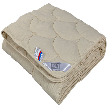 Одеяло "АВТ. ЛЁН LUXE" лёгкое, плотность 200 г/м2, полулён (лён 50%+хлопок 50%), цвет льняной, Россия.