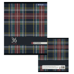 Тетрадь 36 л., А5, клетка, Alingar "Scotish cage.new style", скрепка, второй блок 60г/м2, мелованный картон (стандарт), 4 дизайна в пленке т/у