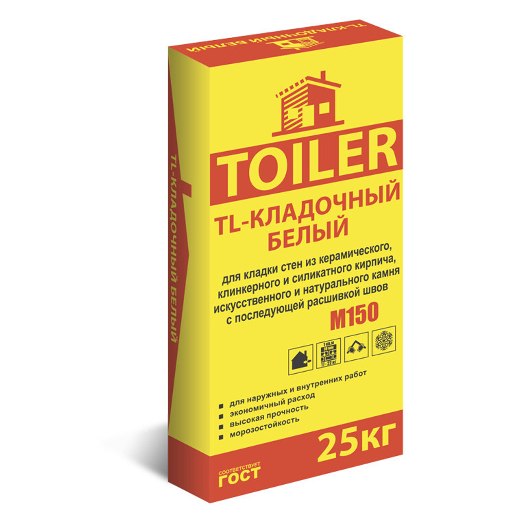 Смесь кладочная TOILER TL М-150 цементно-песчаная БЕЛАЯ 25кг