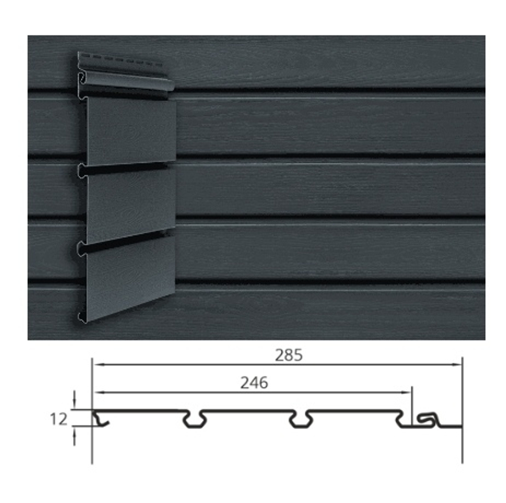 Виниловый сайдинг Grand Line Архитектурный сайдинг Планкен 3м Графит