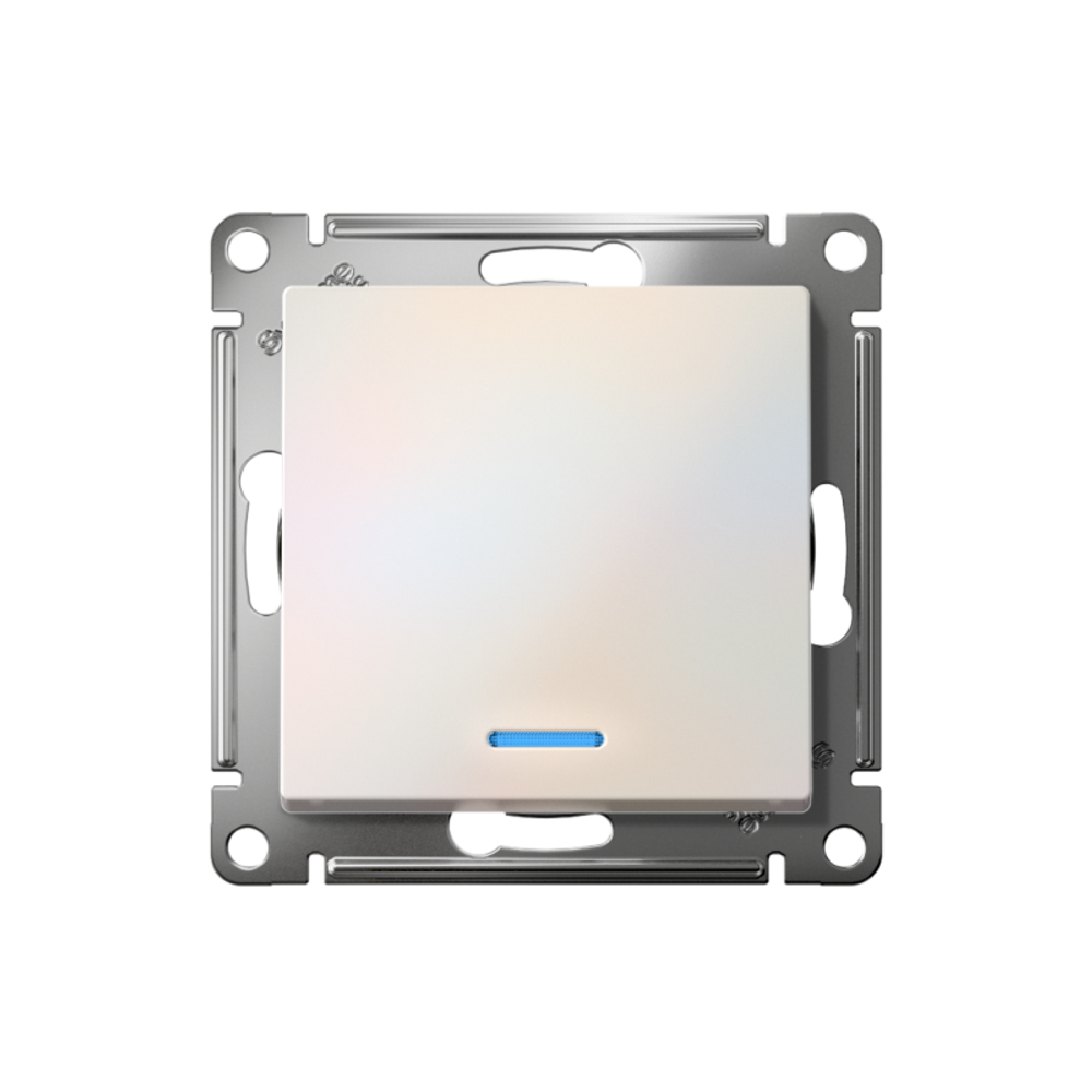 Переключатель проходной 1-кл. СП AtlasDesign 10А IP20 (сх. 6а) 10AX с подсветкой механизм жемчуж. SE ATN000463