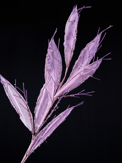 Веточка с листьями 38х84см ChristmasDeLuxe розовая