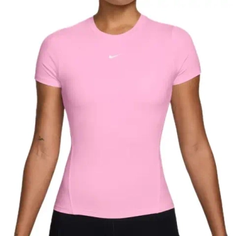 Женская теннисная футболка Nike One Fitted Short Sleeve - pink rise/white