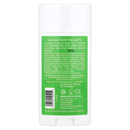 Zion Health, Bold, дезодорант ClayDry, свежесть груши, 80 г (2,8 унции)