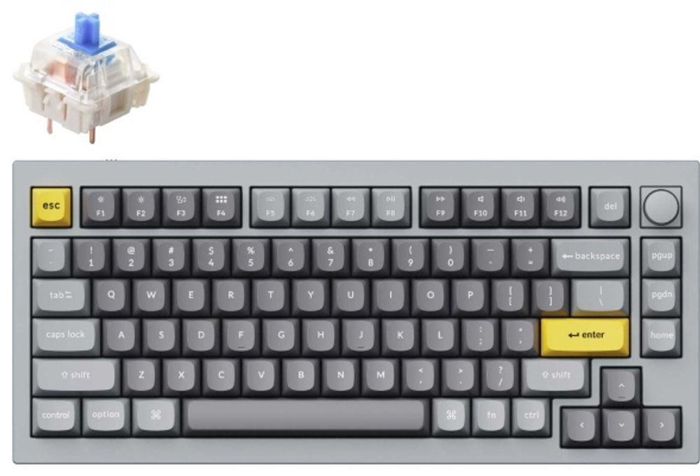 Клавиатура Keychron Q1-N2 Grey Knob Blue Switch RGB Q1N2_Keychron серый