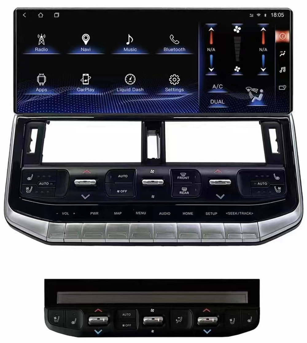 Магнитола + климат (перед + зад) для Toyota Land Cruiser 300 - Radiola RDL-LC300-AC монитор 12.3" на Android 12, CarPlay, 4G SIM-слот, 6Гб+128Гб