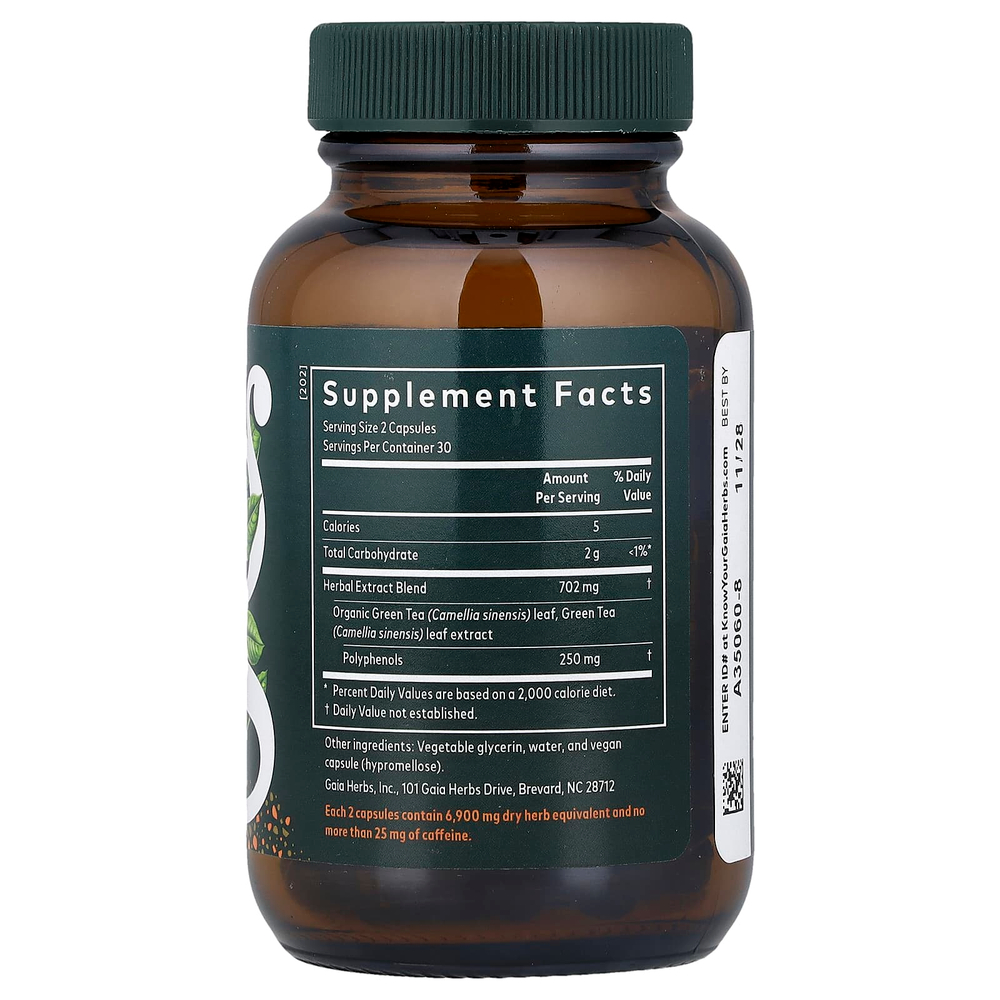 Gaia Herbs, зеленый чай, 60 капсул Liquid Phyto-Caps®