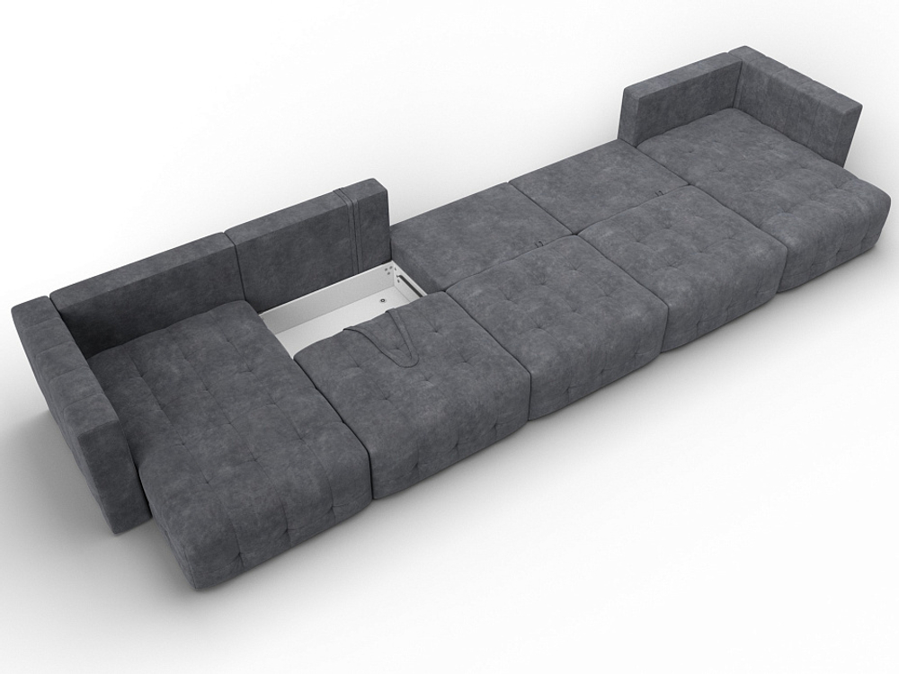 Диван П-образный Лига-052 НПБ МегаЛонг, BRUT 16 ВЕЛЮР темно-серый