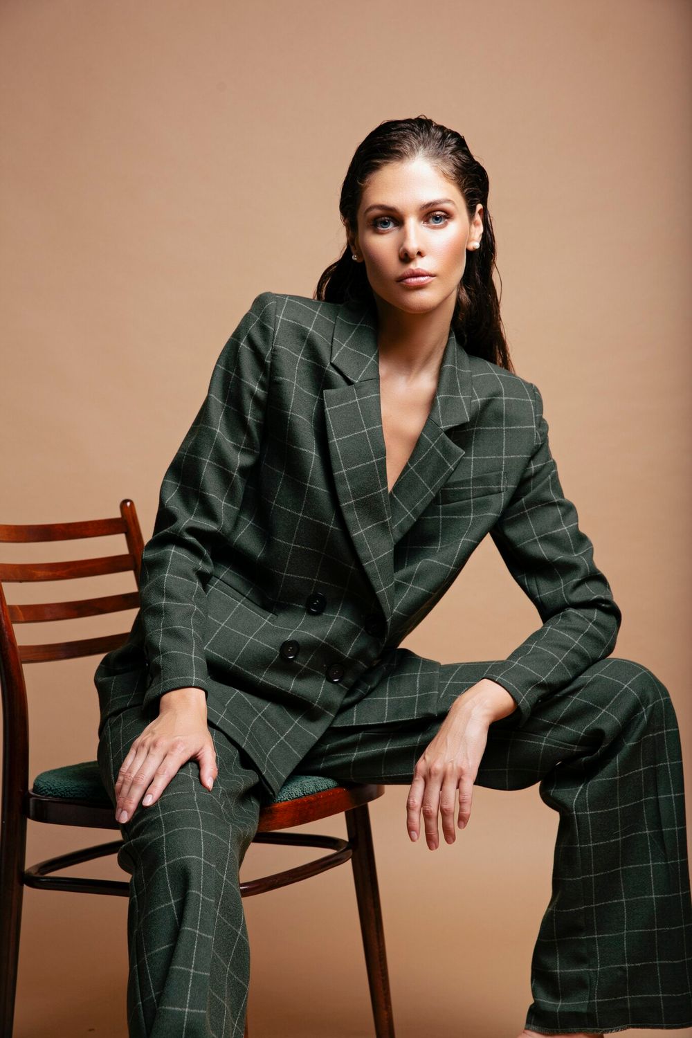 Пиджак прямого силуэта (в клетку)