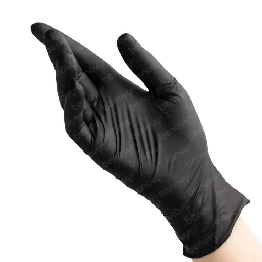 SF211K2 Перчатки BENOVY медицинские диагностические (смотровые) одноразовые нестерильные нитриловые, черные, S, 50 пар/уп