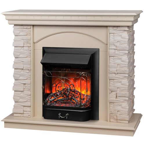 Каминокомплект Real Flame Elford WT с очагом Majestic Lux Black (без пульта)