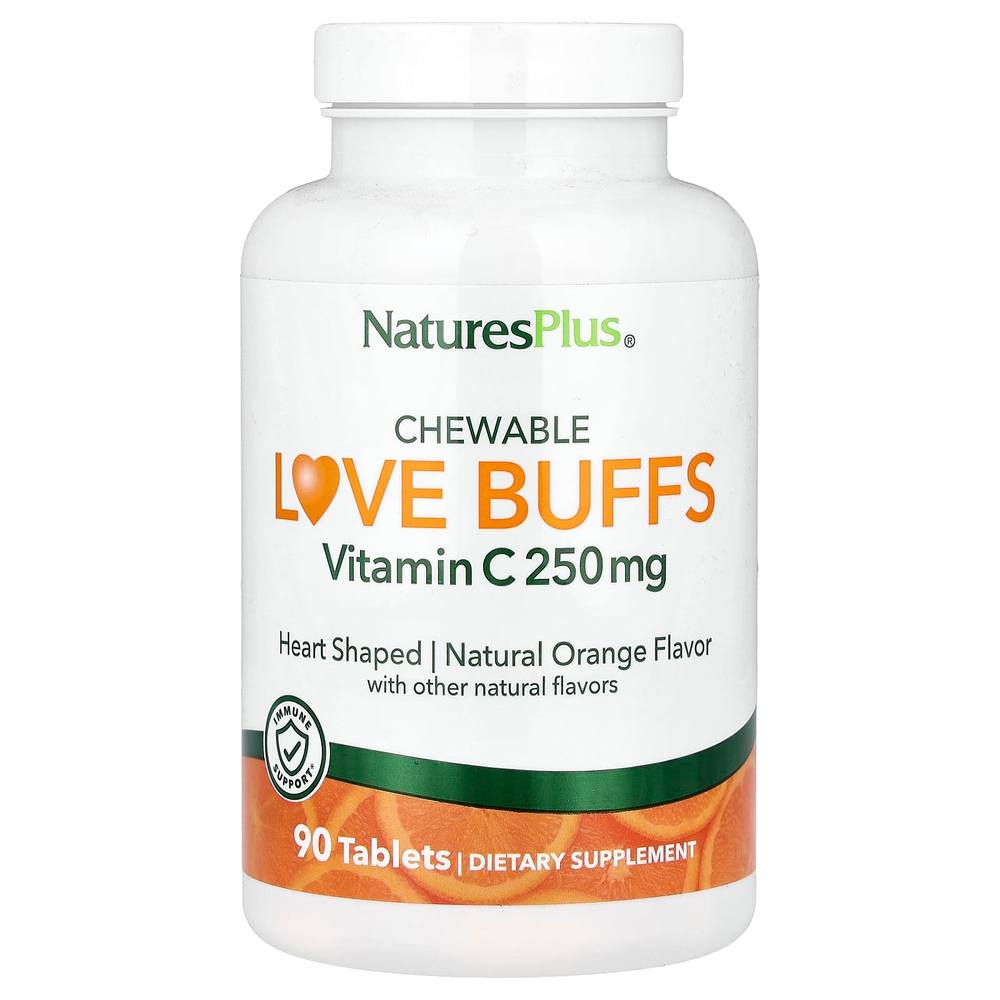 NaturesPlus, Love Buffs, жевательные таблетки, витамин C, натуральный апельсиновый вкус, 90 жевательных таблеток