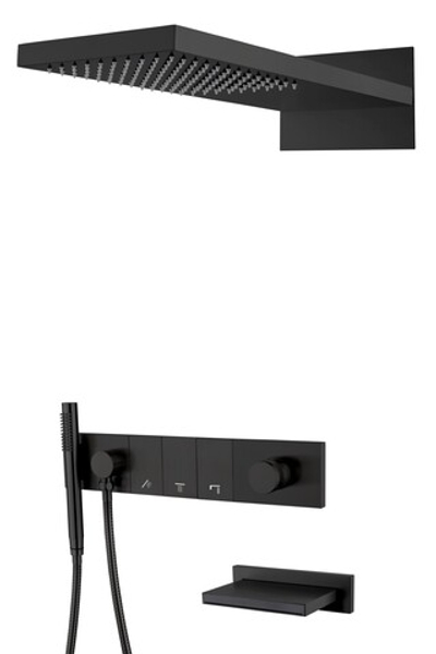 Встроенная душевая система с изливом ZODIAC, трехпозиционная Black