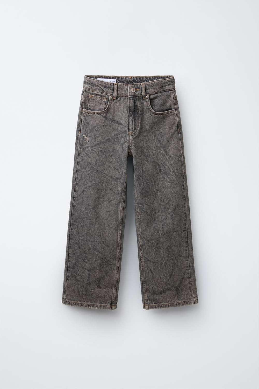 ZARA ДЖИНСЫ ПРЯМОГО КРОЯ С ЭФФЕКТОМ ПОТЕРТОСТИ, СЕРЫЙ
