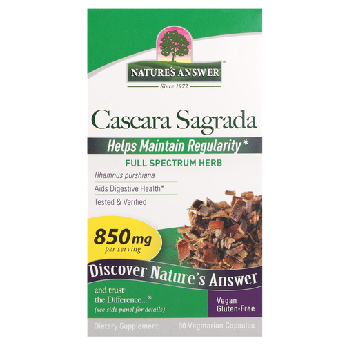 Nature's Answer, каскара, 90 вегетарианских капсул (425 мг в 1 капсуле)