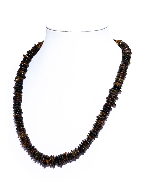 Бусы из натурального янтаря зеленого цвета, длина 45 см