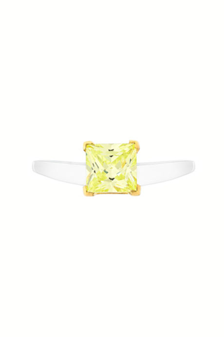 Кольцо из серебра с центральной вставкой из зелёного фианита