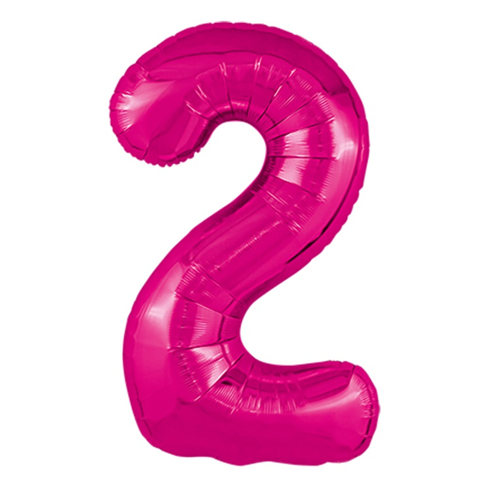 Шар фольгированный Цифра 2 101 см (Фуксия)