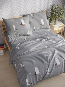 Наволочка комплект 2шт перкаль Сказка "Морская птица" 70x70 см на молнии