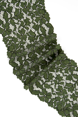Эластичное кружево хаки ширина 16,5 см ОТРЕЗ 0,58 м