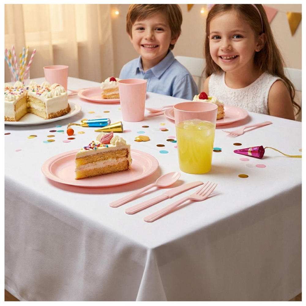 Столовые приборы в нежно-розовом цвете, 24 шт