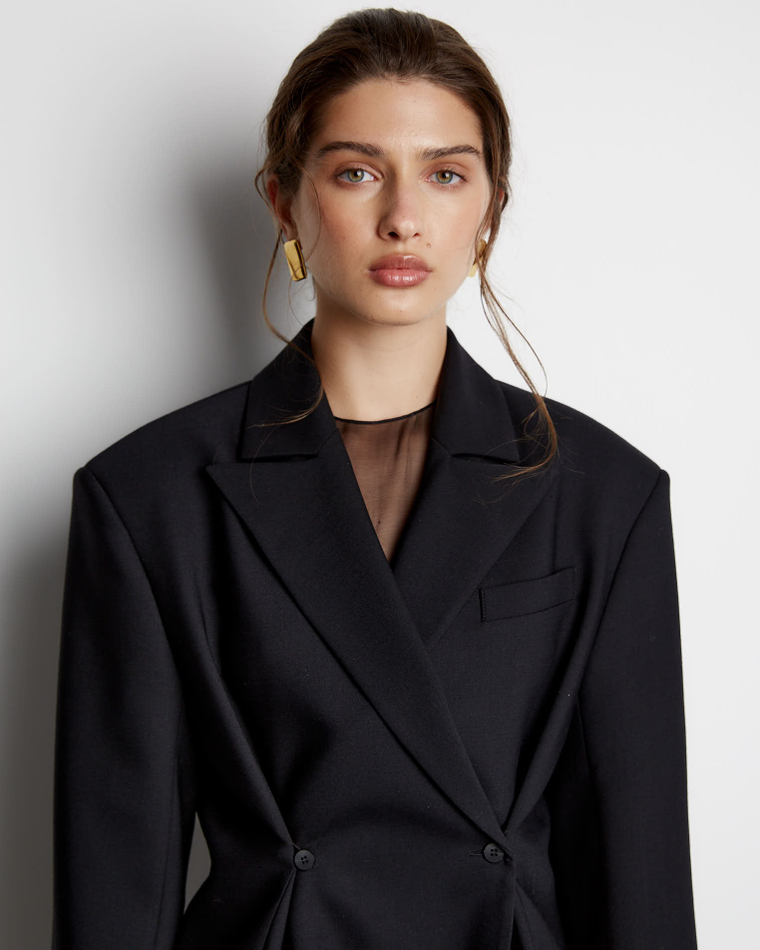 Жакет с дополнительными петлями из шерсти черный