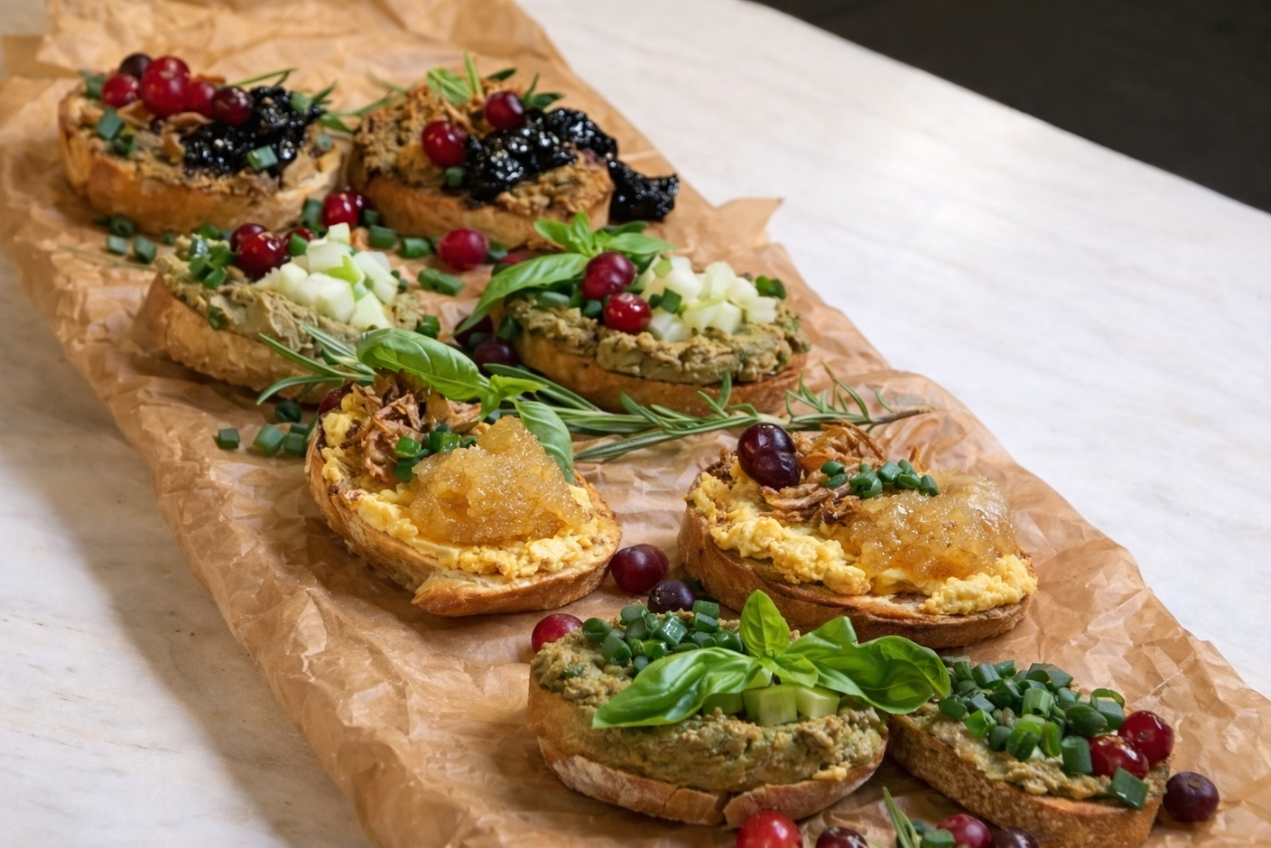 Праздничные брускеты с паштетом