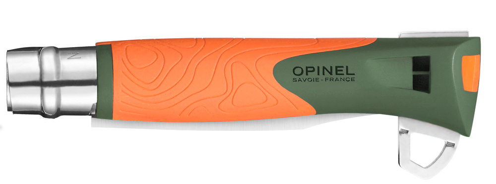 Нож Opinel №12 Explore c инструментом для удаления клещей, оранжевый, 002454