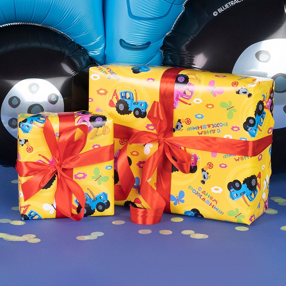 Упаковочная бумага (0,7*1 м) Синий трактор, 10 шт.