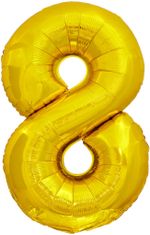 Шар (34"/86 см) Цифра, 8, ЭКО, Золото, в упаковке