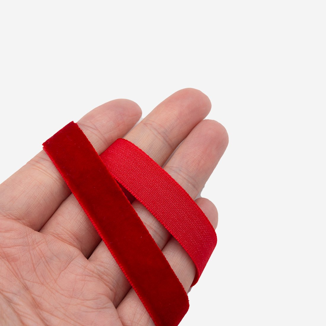 Лента бархатная, 12мм, оттенок "Красный"