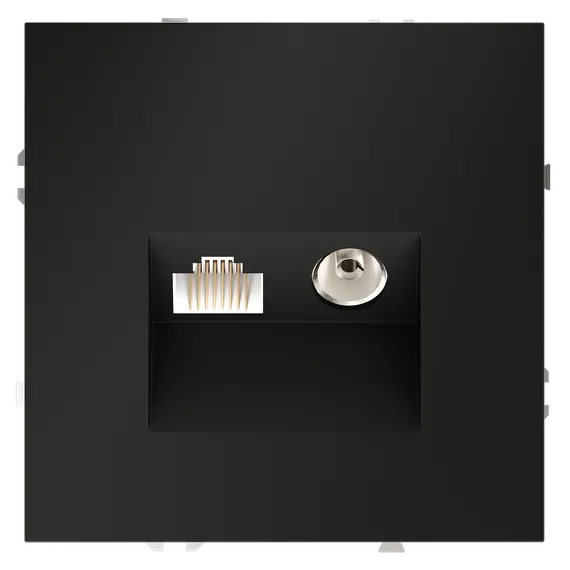 Розетка телевизионная встраиваемая VOLTUM S70 TV+RJ45 кат. 6, (черный матовый) vls060708