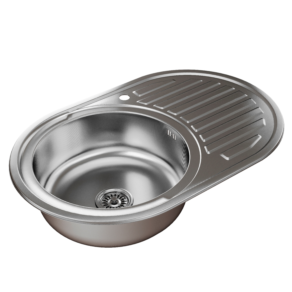 Мойка овал 77х50 (0,8) лев вып 3 1/2 MIXLINE 18см с сифоном ДЕКОР