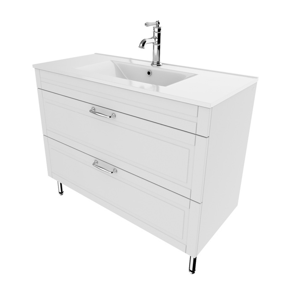 Тумба с умывальником IDDIS Oxford, напольная, 100 см, белая, OXF10W1i95K