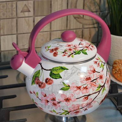 Чайник 2л со свистком "Вишня" тм Appetite