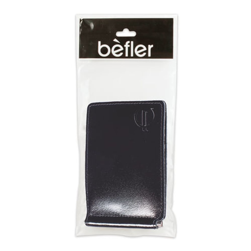Зажим для купюр BEFLER "Classic", натуральная кожа, тиснение, 120х86 мм, черный, Z.6.-1