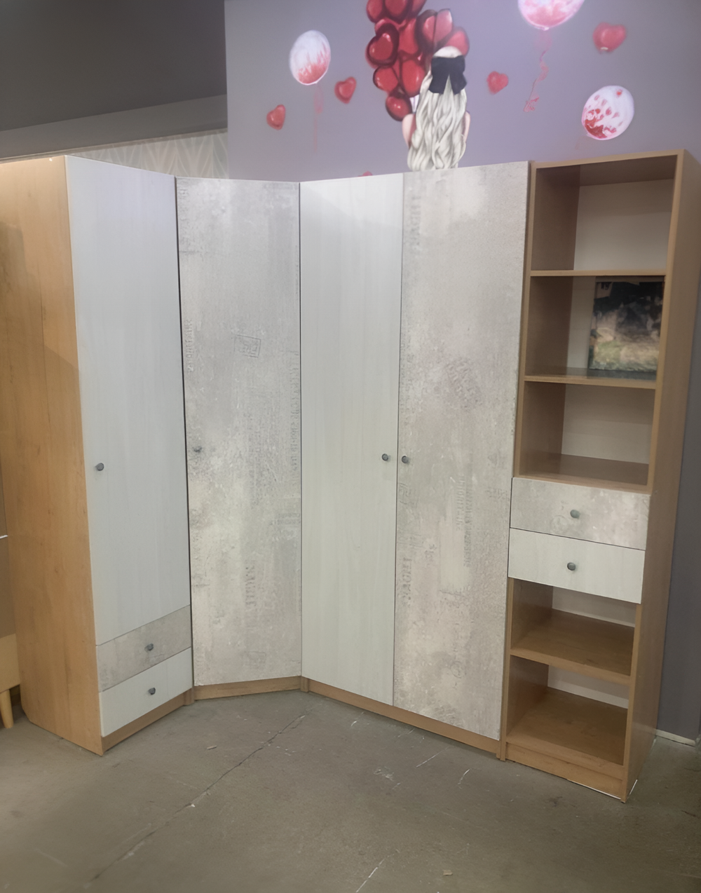 Пенал с дверкой Ассоль Дуб бунратти/анкор белый/дельмар