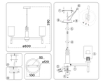LH56261/5 BS/FR латунь/белый матовый E27/5 max 60W D600*590