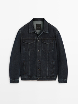 Massimo Dutti Джинсовая куртка с воротником, темно-синий