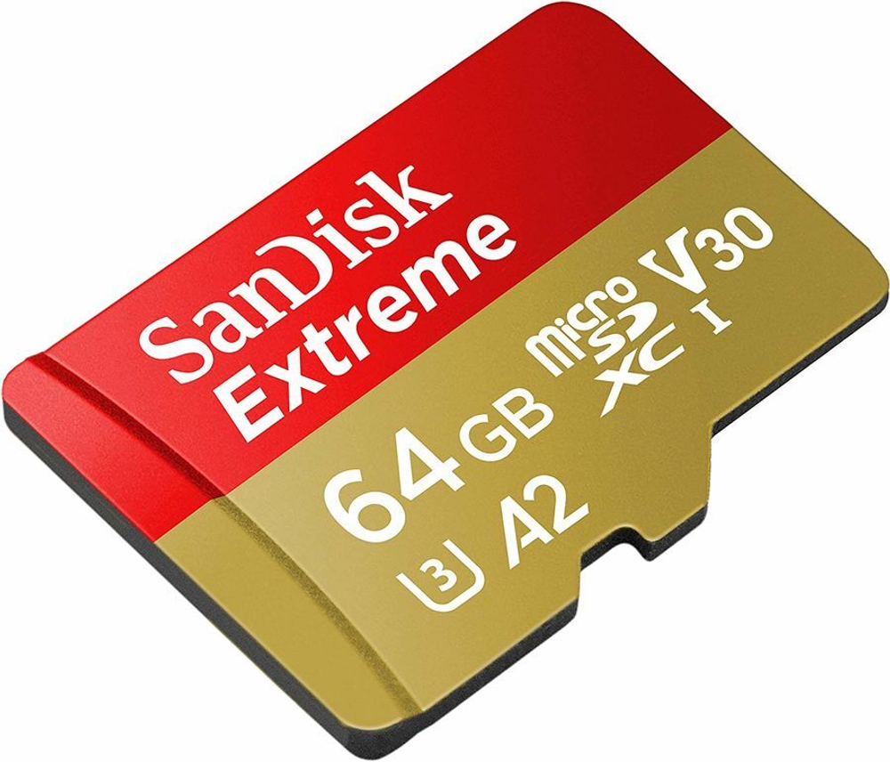 Карта памяти SanDisk Extreme microSDXC 64 ГБ Class 10, V30, A2, U3