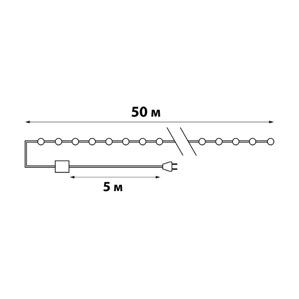 ULD-S5000-500-DTA-RC WHITE IP44 DEW Гирлянда светодиодная Роса. 50м. 500 светодиодов. Белый свет. Пульт ДУ в-к. Провод прозрачный. ТМ Uniel