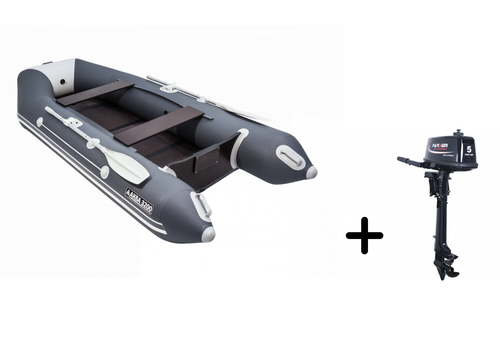 Аква-3200 СКК СЕРЫЙ/ГРАФИТ слань-книжка киль + PARSUN T 5.0 BMS (комплект лодка + мотор)