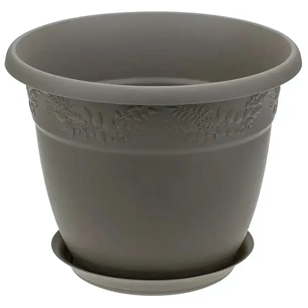 Кашпо РЯБИНА D160мм 1,4л с поддоном французcкий серый