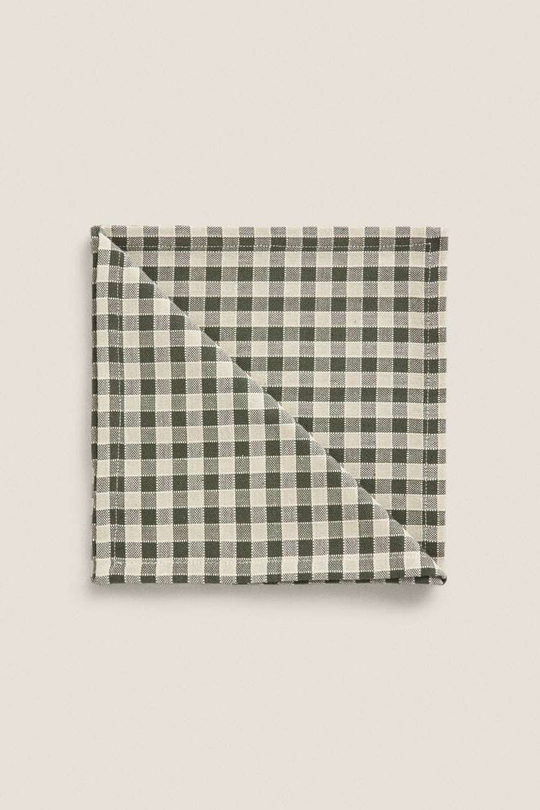 ZARA HOME САЛФЕТКИ ИЗ ХЛОПЧАТОБУМАЖНОЙ ТКАНИ В КЛЕТКУ (УПАКОВКА ИЗ 2 ШТУК), ЗЕЛЕНЫЙ