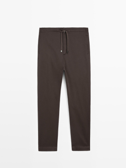 Massimo Dutti Брюки-джоггеры из смесовой хлопковой ткани, бордовый