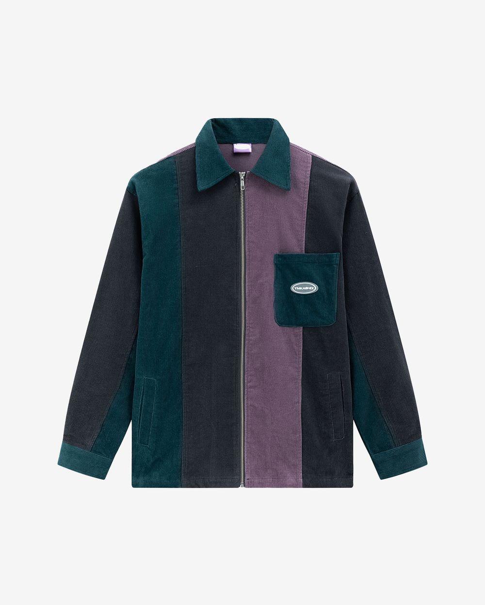 Рубашка Ymkashix Velvet Color block Zip Графитовая/Изумрудная/Пурпурная