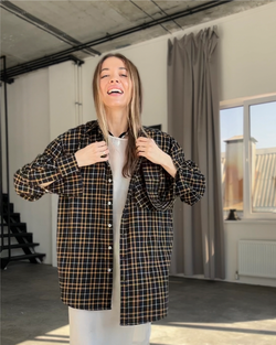 Черная рубашка в клетку с кашемиром